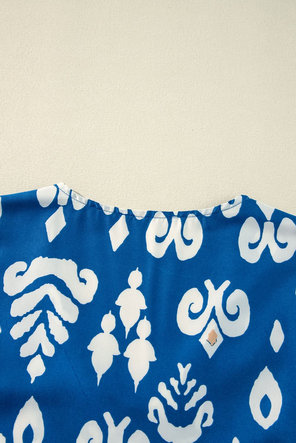 Blue Tribal Geometric Print 3/4 Sleeve Flowy Fit Blouse - Love Salve
